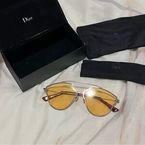 Dior Sunglasses with Amber Lenses and Silver Frame